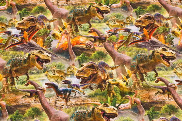 Bomuldsjersey med ca. 10 cm dinosaurer