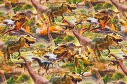 Bomuldsjersey med ca. 10 cm dinosaurer