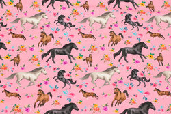 Pink bomuldsjersey med heste