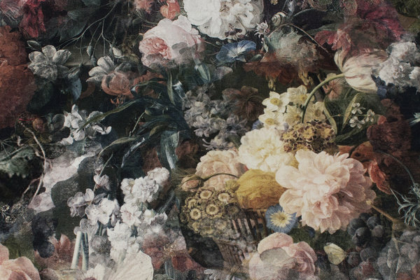 Mellemsvær bomuldscanvas med elegante blomster i digitaltryk