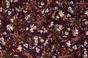 Bluse viscose med stretch i aubergine med creme blomster