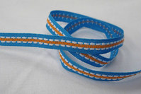 Blå/orange vævet bånd 0,7cm