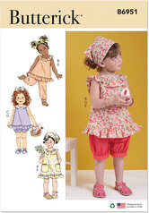Toddlers kjole, toppe, shorts, bukser. Butterick 6951. 