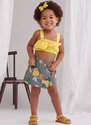 Toddlers toppe, skort, bukser og hue i tre størrelser