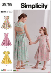 Børn og piger kjoler. Simplicity 9799. 
