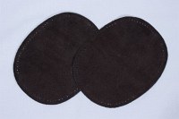 Mørkebrune, ovale lapper i ægte skind 2 stk
