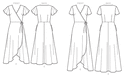 Slå-om kjoler med bindebånd, ærme og længde variationer