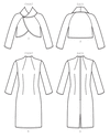 Foeret raglan-ærme jakke og tragt-halsudskæring kjole
