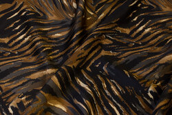Polyester stræksatin i sort og brun