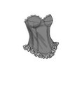 Kurvet-søm corsets og nederdele