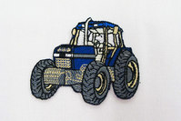 Strygemærke med traktor, blå