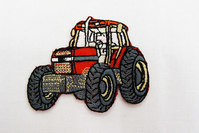 Strygemærke med traktor, rød