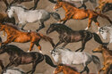 Bomuld med ca. 10 cm store heste