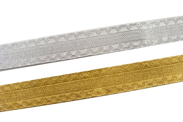 Dekorationsbånd i guld eller sølv, 20 mm bredt