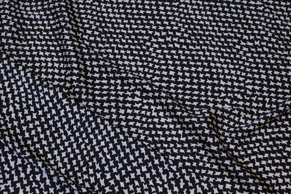Let, sort polyester med off white mønster