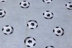 Lysegrå bomuldsjersey med ca. 5 cm fodbolde