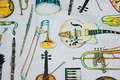 Off white patchwork-bomuld med ca. 12 cm store musikinstrumenter