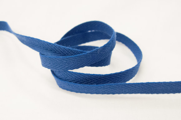Sildebensvævet bomuldsbånd blå 1cm