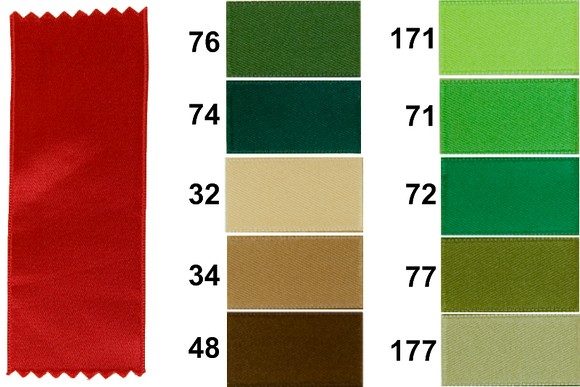 Satinbånd grøn-brune farver, 6 mm bredde