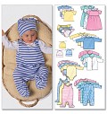 Infants Jacket, Dress, Top, Romper, Diaper Cover og Hat