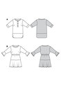 Tunika top med kanter og runde, knæk-slidser og kjole med flæser