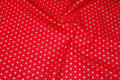 Kraftig rød deko- bomuld med 1 cm guldstjerner