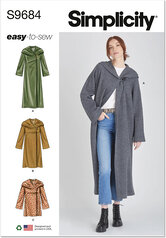 Frakke og jakke med længde variations og hætte. Simplicity 9684. 