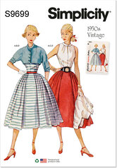 Vintage nederdel, bluse og jakke. Simplicity 9699. 