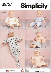 15 tommer babydukketøj. Simplicity 9727. 