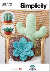 Dekorative succulent of kaktus Plys Puder by Carla Reiss Design. Simplicity 9772. 