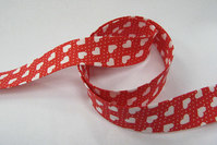 Hjerte skråbånd rød og hvid 2cm bred
