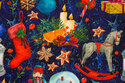 Mørkblå bomuldsjersey med julemotiver
