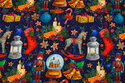 Mørkblå bomuldsjersey med julemotiver