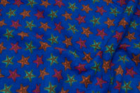 Coboltblå fleece med stjerner på ca. 3 cm