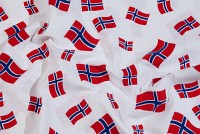Hvid bomuld med norske flag