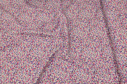 Lys bluse viscose med mikroblomster i pink og lilla