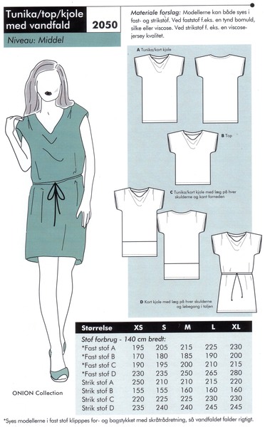 Tunika, top eller kjole med vandfald